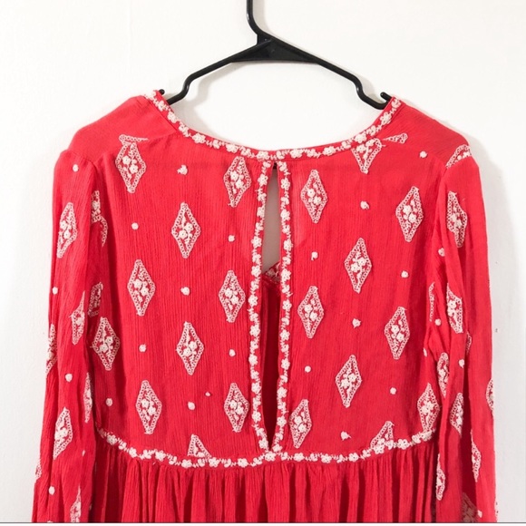 Free People Red Diamond Embroidered Tunic - Picture 5 of 6